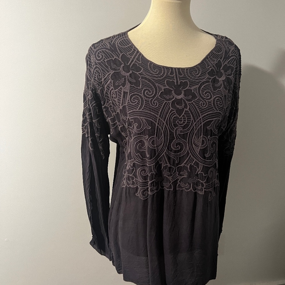 Johnny Was Blouse, Large, Grey